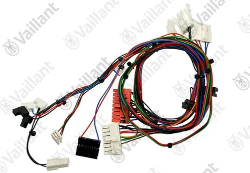 Kabelbaum von Vaillant mit mehreren farbigen Leitungen und Steckverbindern, geeignet für verschiedene Anwendungen im Bereich Heiztechnik.
